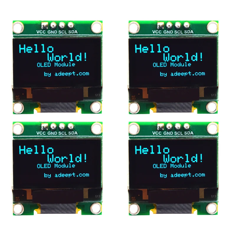 Adeept 0.96in OLED Module 128x64 SSD1306 I2C Serial Self-Luminous Display (4x)