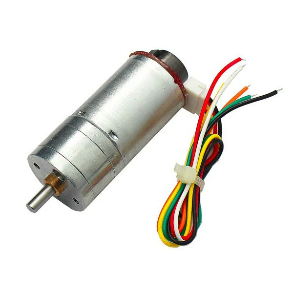 25Dx58L 12V Gear Motor with Magnetic Encoder, 22 rpm