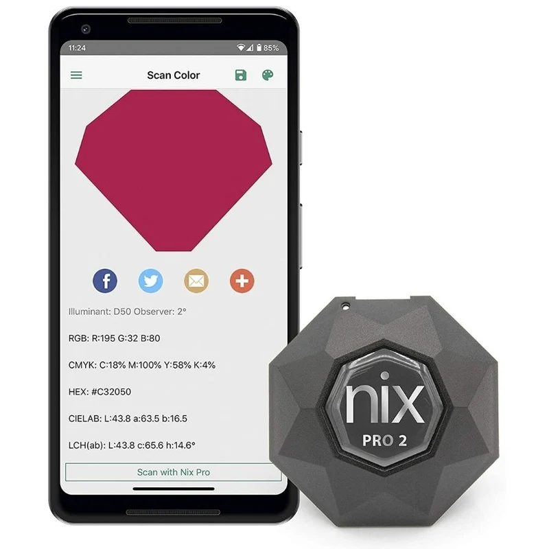 Nix Pro 2 Color Sensor - Professional Color Matching Tool - Identify and match paint and digital color values instantly