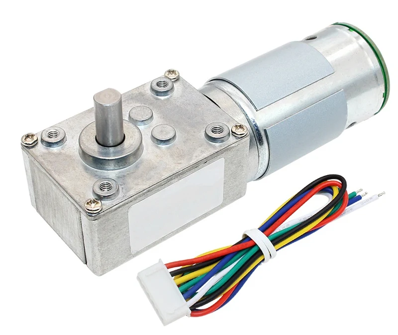 High Torque Gearmotor Self-Locking Worm Gear Motor with Encoder - 12V, 27RPM