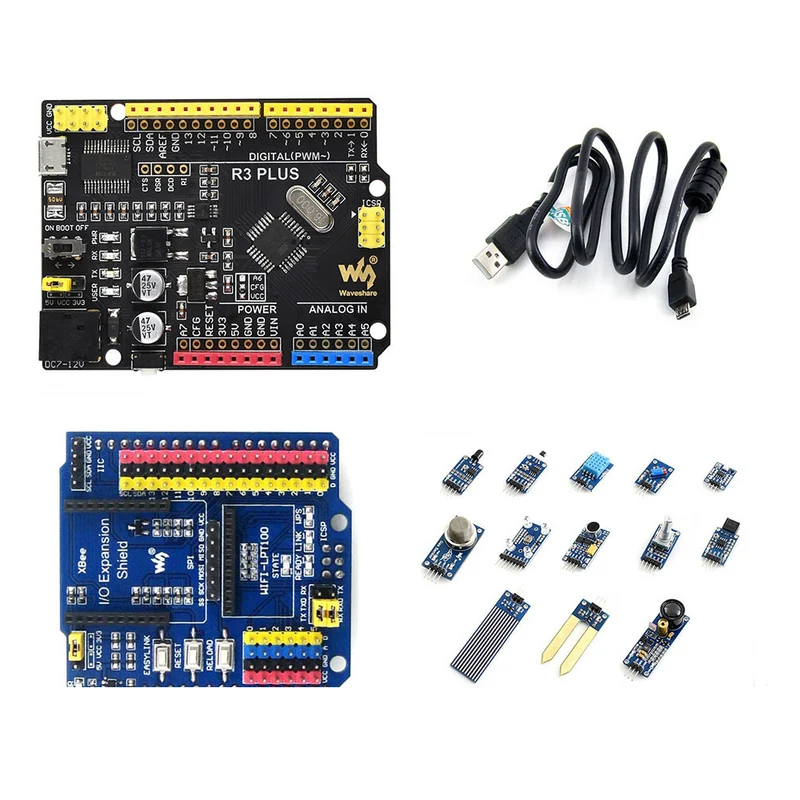 ATMEGA328P Arduino Compatible Microcontroller Dev Board w/ IO Expansion, Sensors