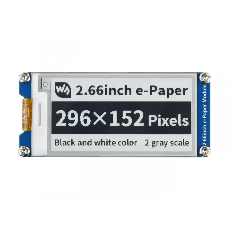 Waveshare 2.66-Inch 296x152 E-Paper E-Ink Display Module (Black/White)