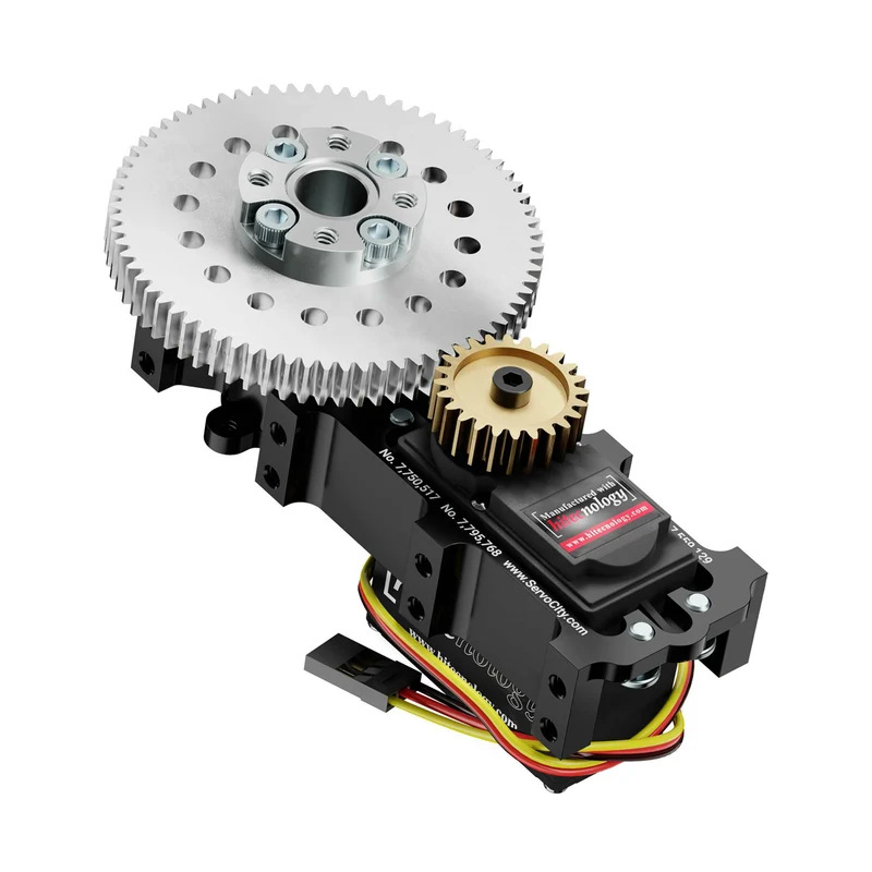 SG20 Series Servo Gearbox (3:1 Ratio, Continuous Rotation, 1416 oz-in, 23 RPM)