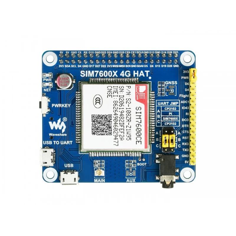 SIM7600CE-CNSE 4G HAT for Raspberry Pi (China & Southeast Asia)