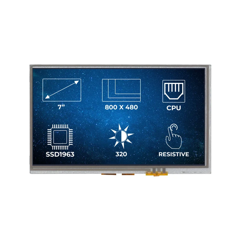Riverdi 7-Inch 800x400 TFT Display w/ Resistive Touchscreen