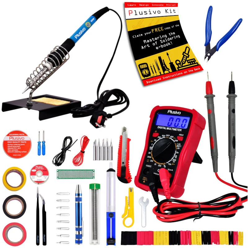 Plusivo Soldering Iron Kit w/ Digital Multimeter (UK Plug)