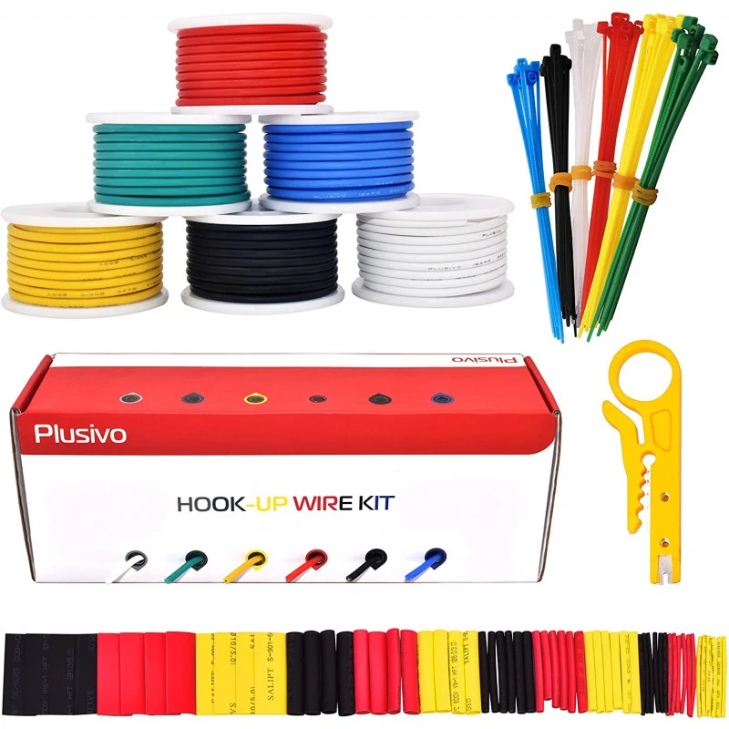 Plusivo 18AWG Hook Up Wire Kit - 6 Colors (4m each)
