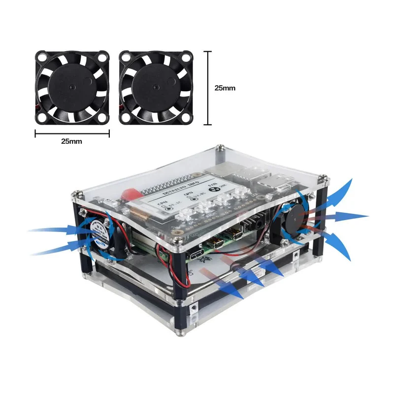 SunFounder NAS Kit for Raspberry Pi 4B/3B/3B+/2B/B+ w/ Dual Fan