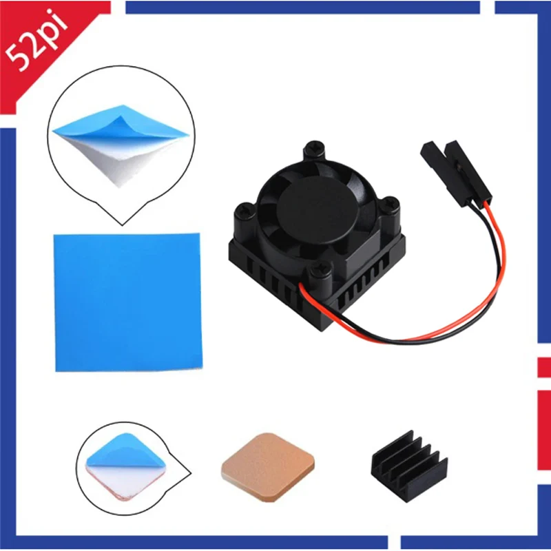 52Pi Cooling Fan w/ Heatsink Kit For Raspberry Pi 3B+/3B/2B/B+