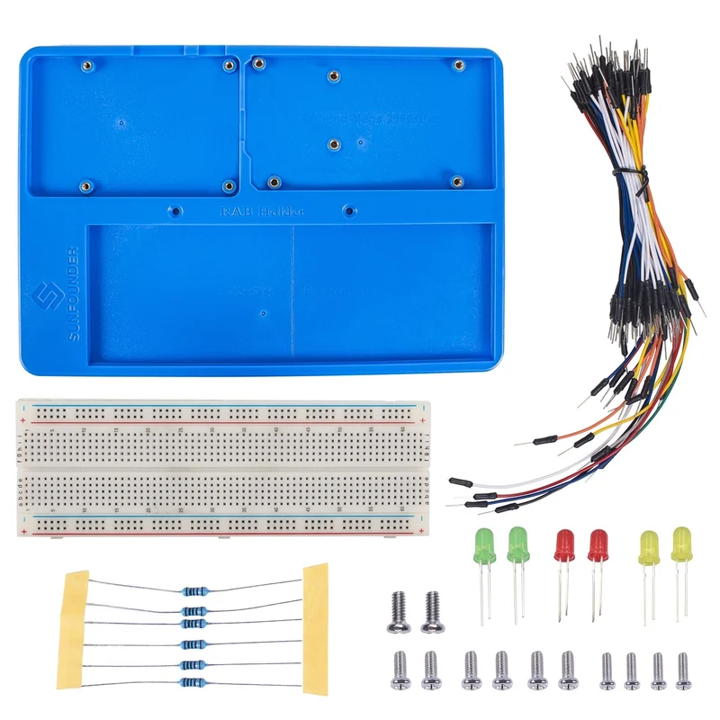 Holder Kit with Breadboard, Jumper Wires, LED, Resistors