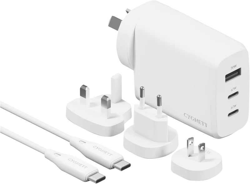 Cygnett Voyager 67w Multiport GaN Travel Wall Charger