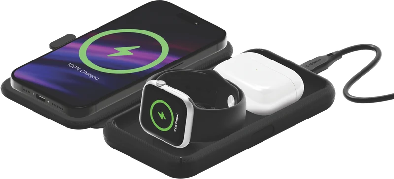 Cygnett Voyager Qi2.0 MagTravel 3-in-1 Travel Charger