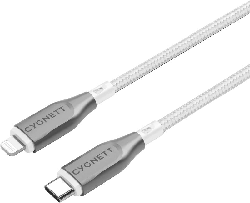 Cygnett USB 2.0 Armoured braided USB C Lightning 1m White