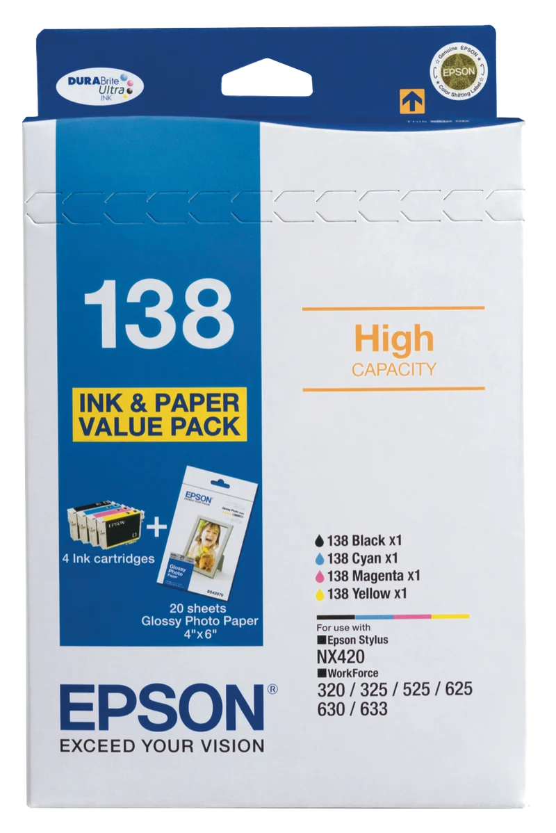 Epson 138 XL Ink Cartridge 4 Pack