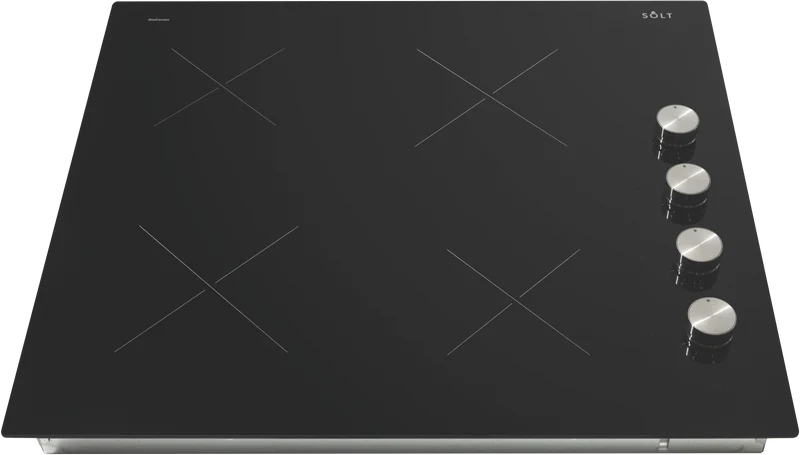 Solt 60cm Knob Control Ceramic Cooktop, Black Glass