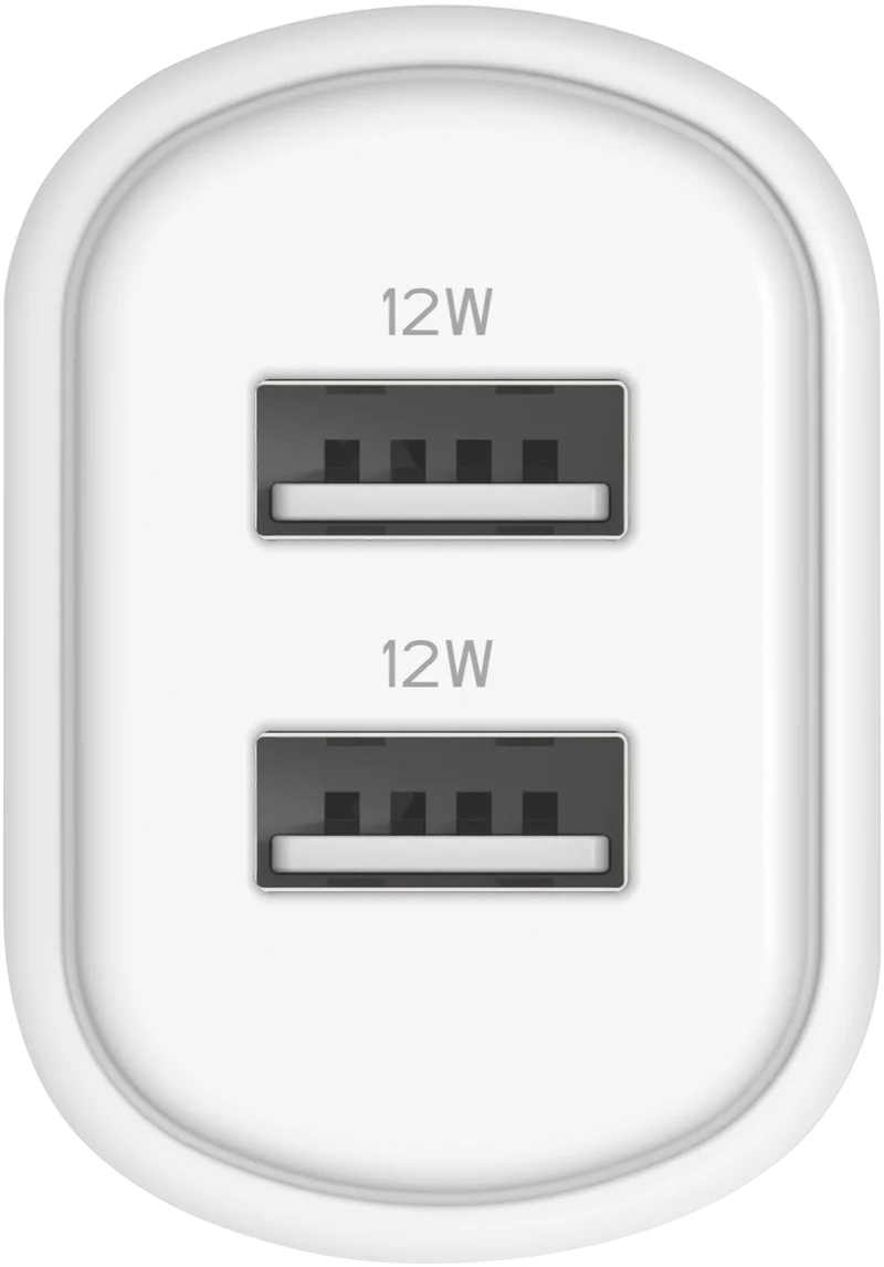 Cygnett PowerPlus 12w Dual Port Wall Charger - White